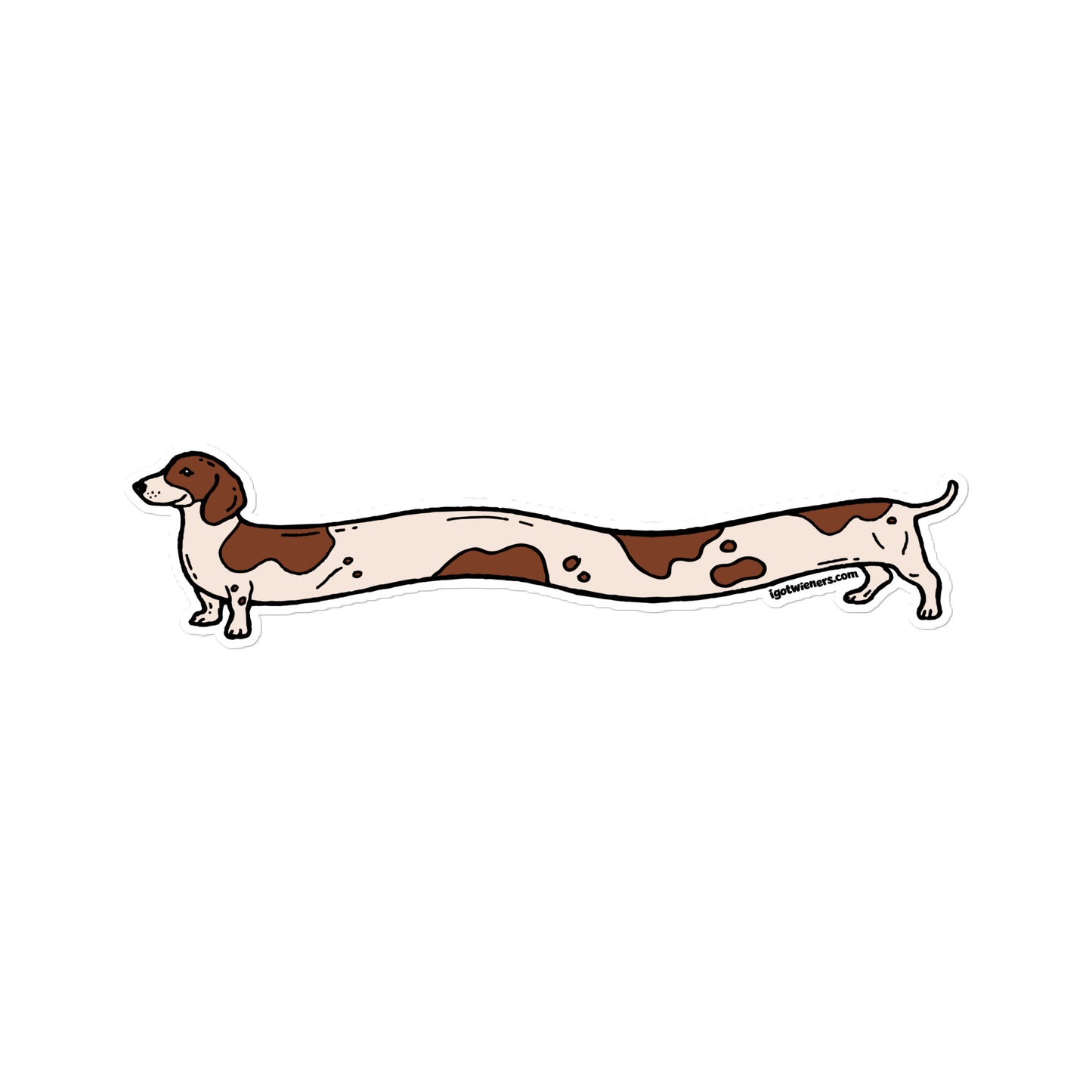 FAMOUS FOOTLONG WIENER STICKER smooth haired piebald classic long dog