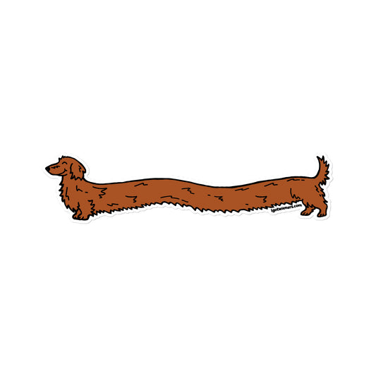 FAMOUS FOOTLONG WIENER STICKER long haired red classic long dog