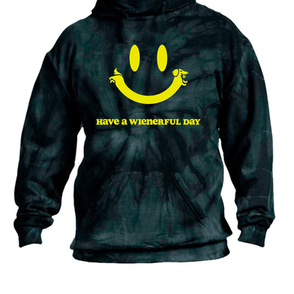 SMILEY TIE DIE HOODIE SPIDER BLACK