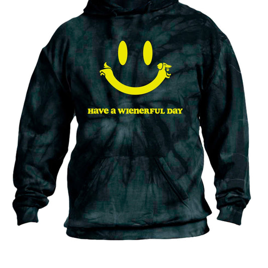 SMILEY TIE DIE HOODIE SPIDER BLACK