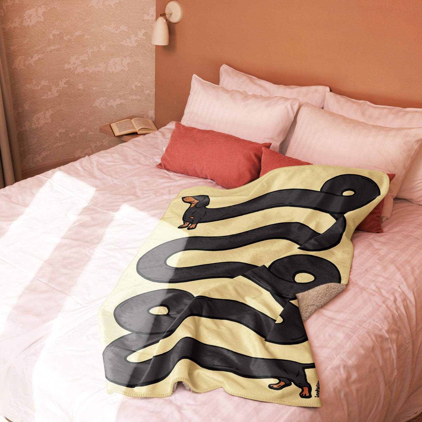 THE LONGEST WEEN BLANKET | smooth haired black & tan doxie | popcorn yellow