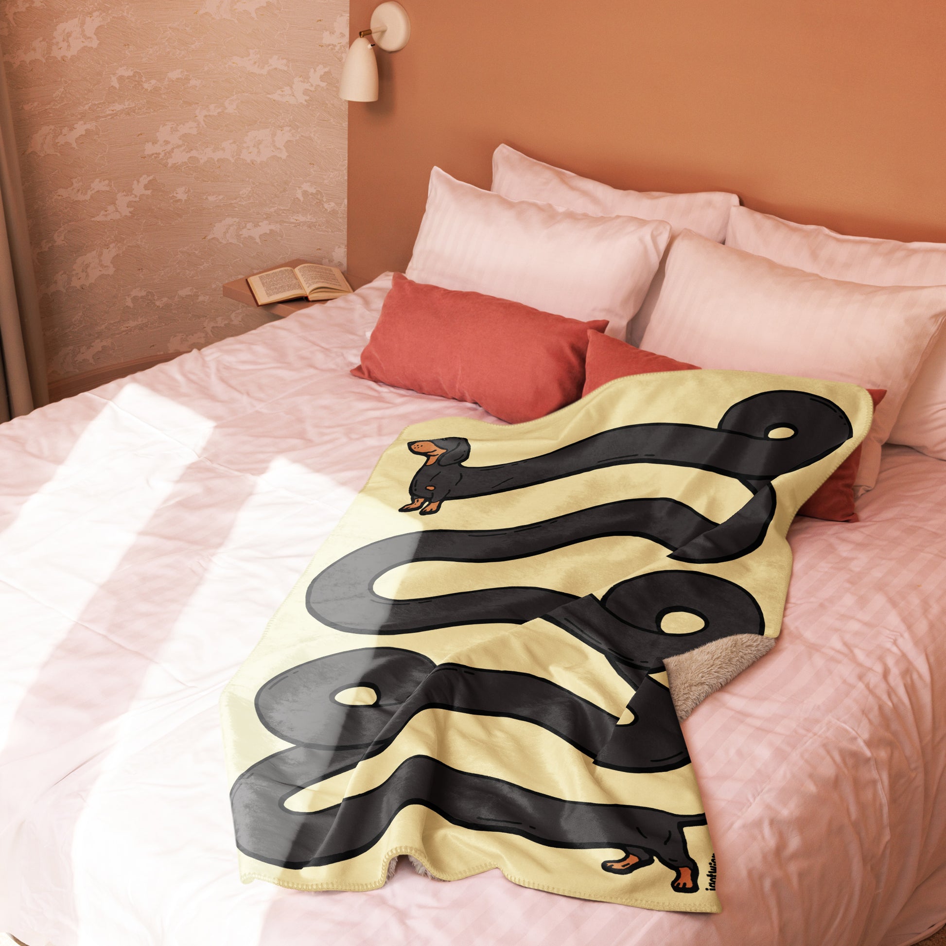 THE LONGEST WEEN BLANKET | smooth haired black & tan doxie | popcorn yellow