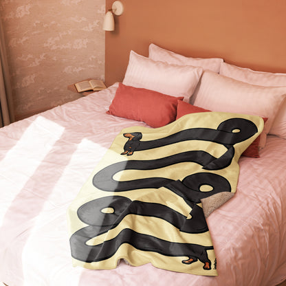 THE LONGEST WEEN BLANKET | smooth haired black & tan doxie | popcorn yellow