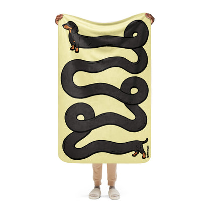 THE LONGEST WEEN BLANKET | smooth haired black & tan doxie | popcorn yellow
