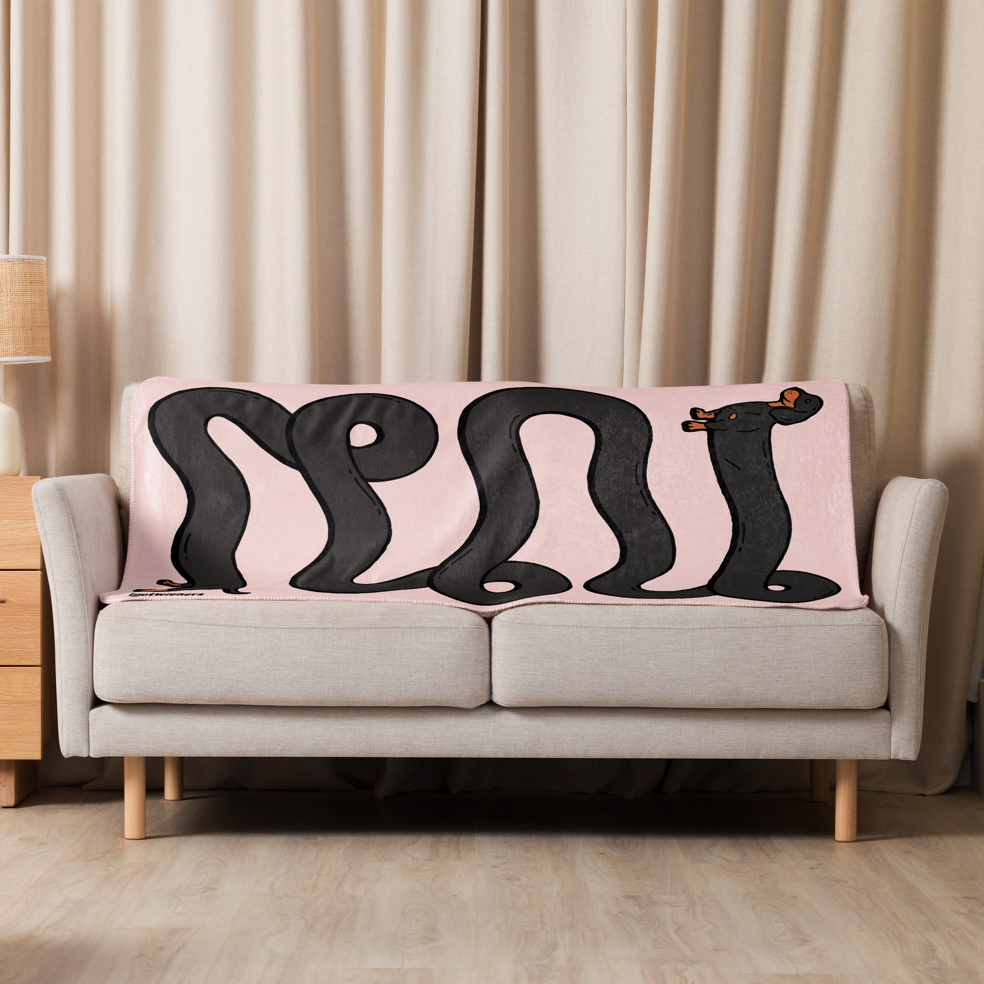 THE LONGEST WEEN BLANKET | smooth haired black & tan doxie | cotton candy pink