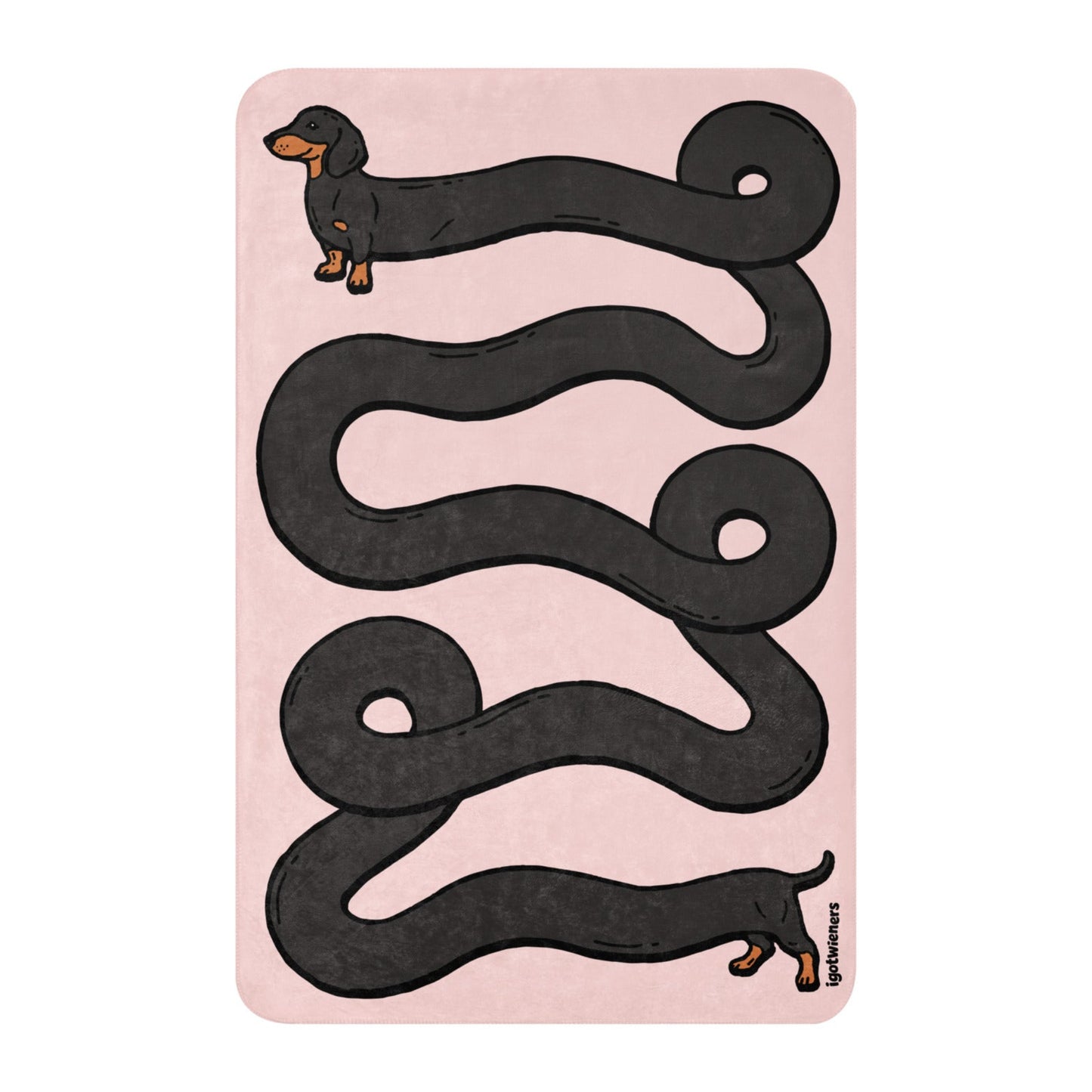 THE LONGEST WEEN BLANKET smooth haired black & tan cotton candy pink