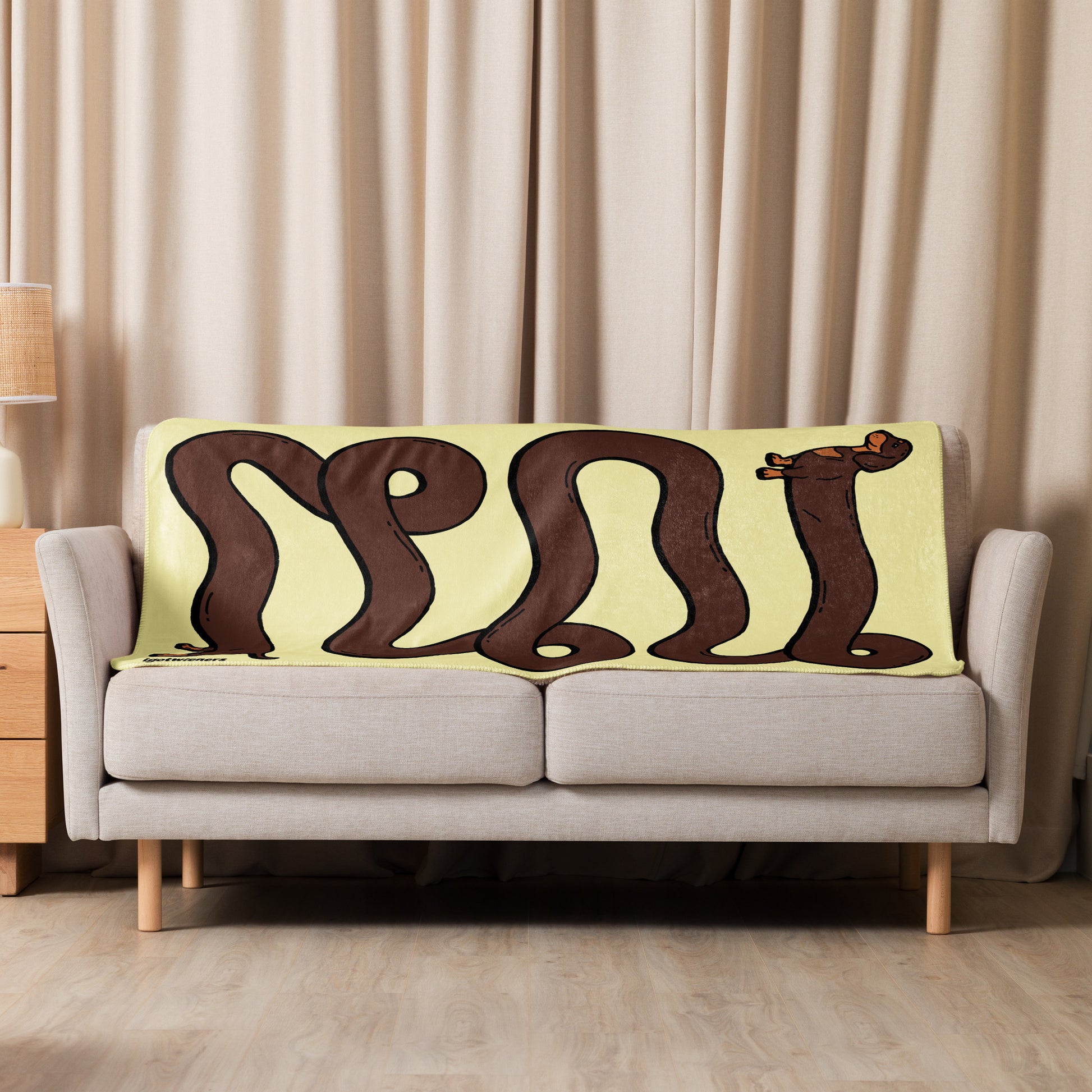 THE LONGEST WEEN BLANKET | smooth haired chocolate & tan doxie | popcorn yellow