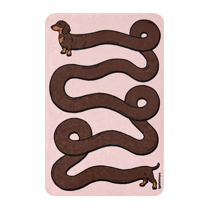 THE LONGEST WEEN BLANKET | smooth haired chocolate & tan doxie | cotton candy pink Default Title