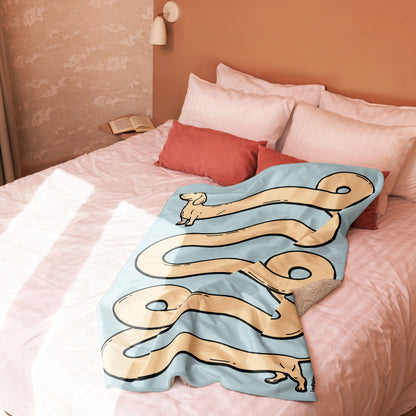 THE LONGEST WEEN BLANKET | smooth haired cream doxie | cotton candy blue