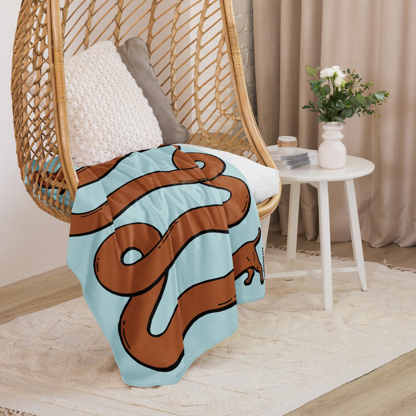 THE LONGEST WEEN BLANKET | smooth haired red doxie | cotton candy blue