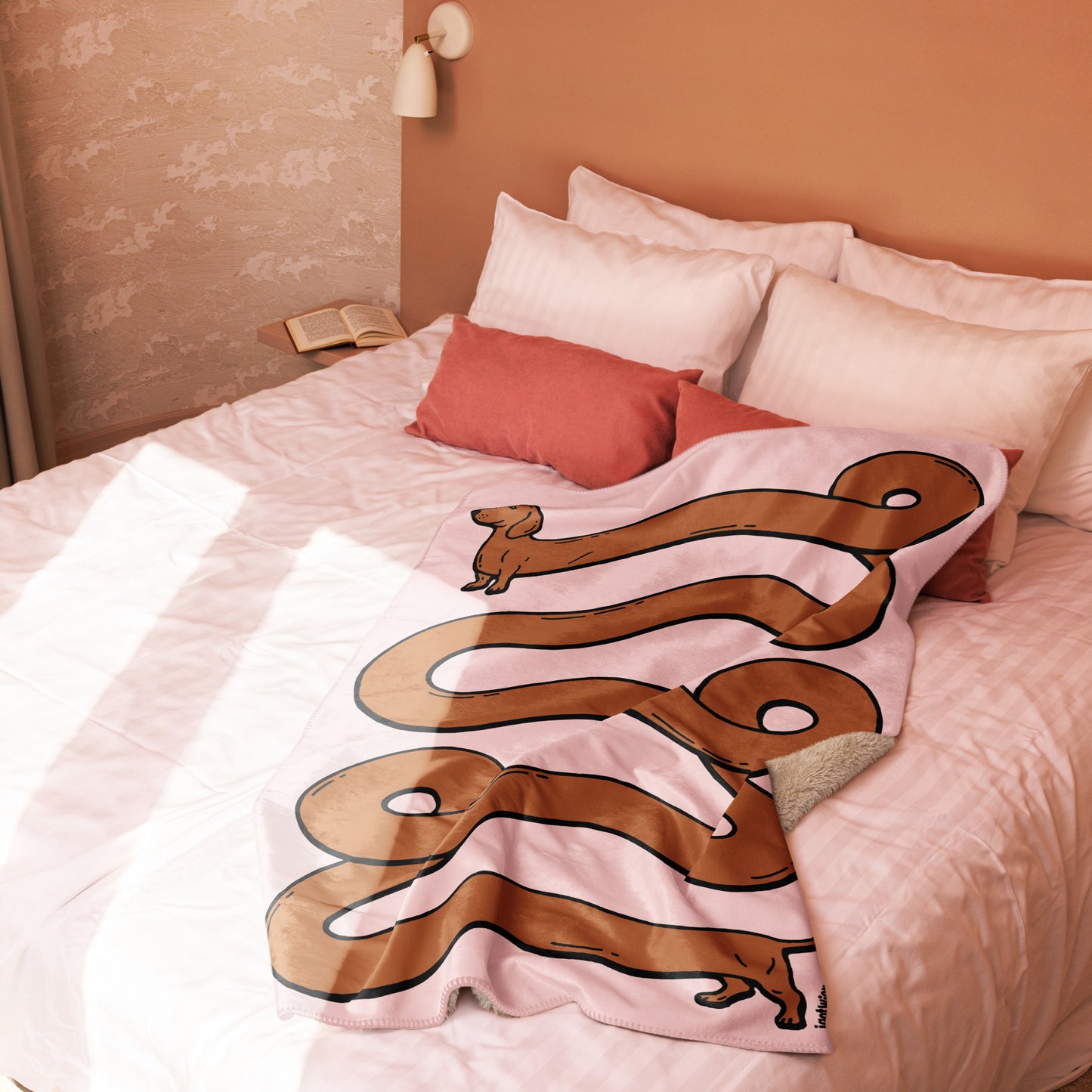 THE LONGEST WEEN BLANKET | smooth haired red doxie | cotton candy pink