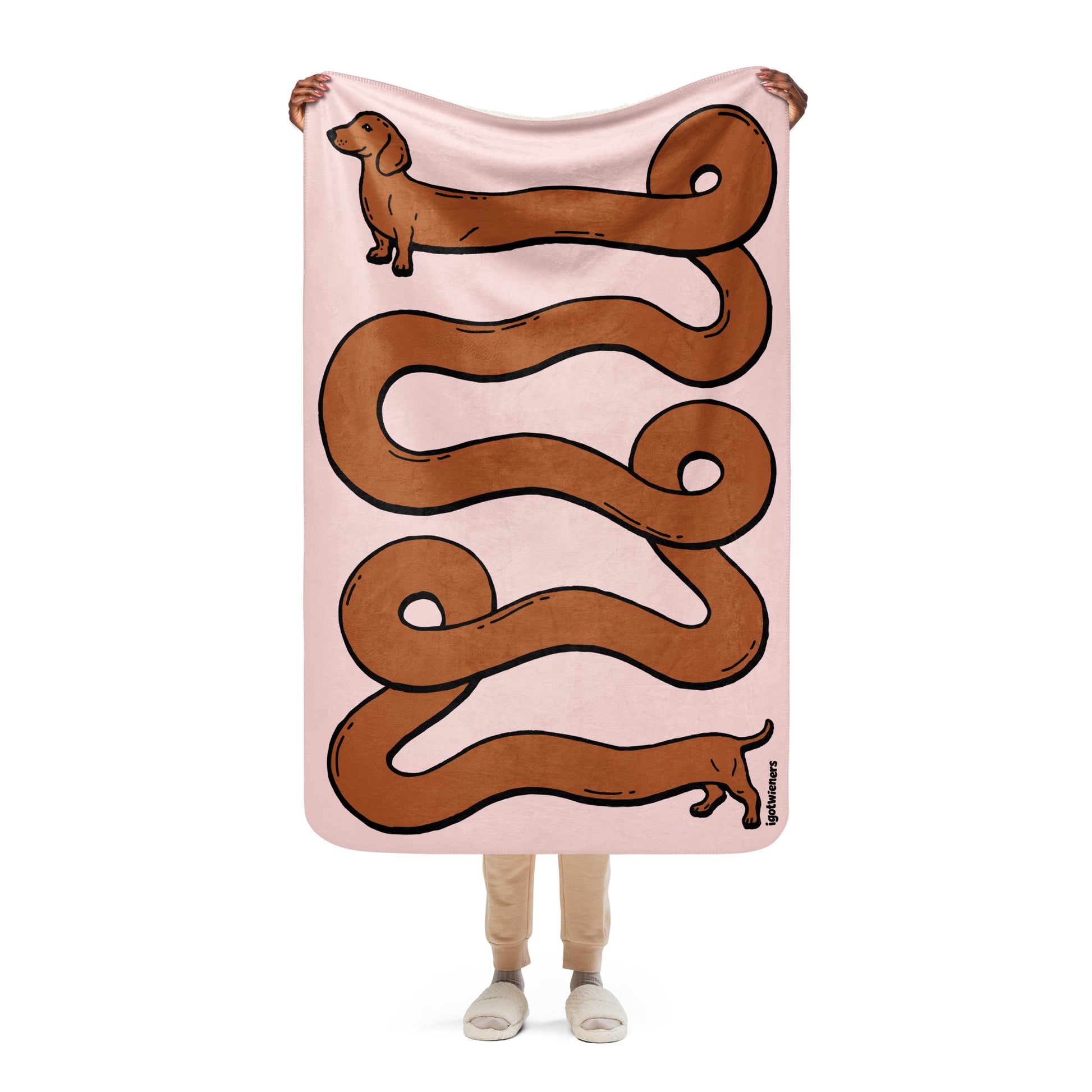 THE LONGEST WEEN BLANKET | smooth haired red doxie | cotton candy pink