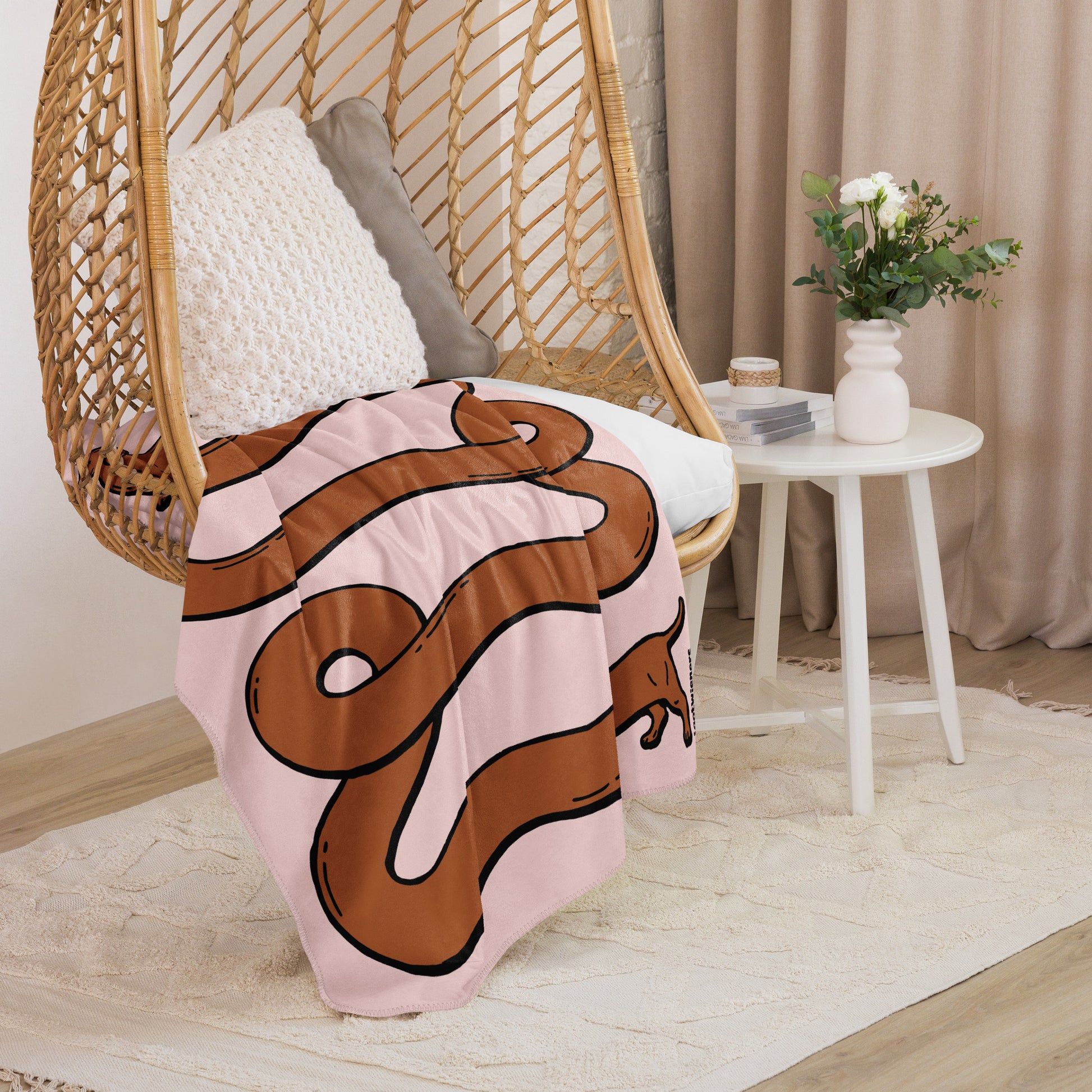 THE LONGEST WEEN BLANKET | smooth haired red doxie | cotton candy pink