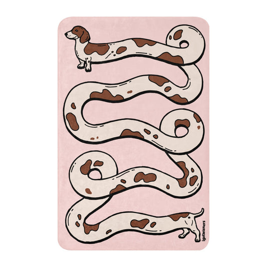 THE LONGEST WEEN BLANKET | smooth haired piebald doxie | cotton candy pink Default Title