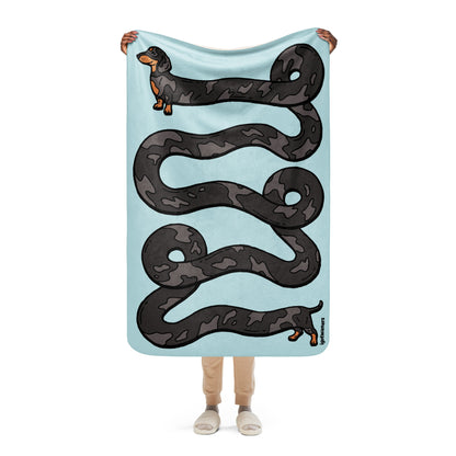 THE LONGEST WEEN BLANKET | smooth haired dapple doxie | cotton candy blue
