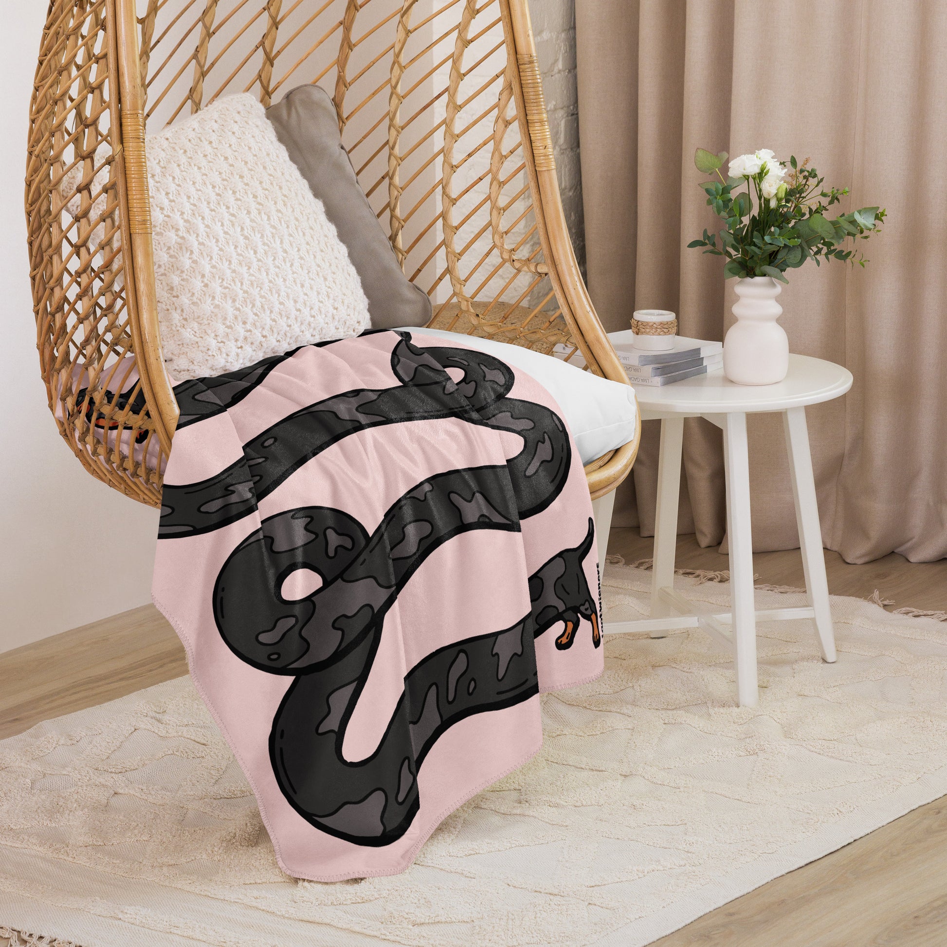 THE LONGEST WEEN BLANKET | smooth haired dapple doxie | cotton candy pink