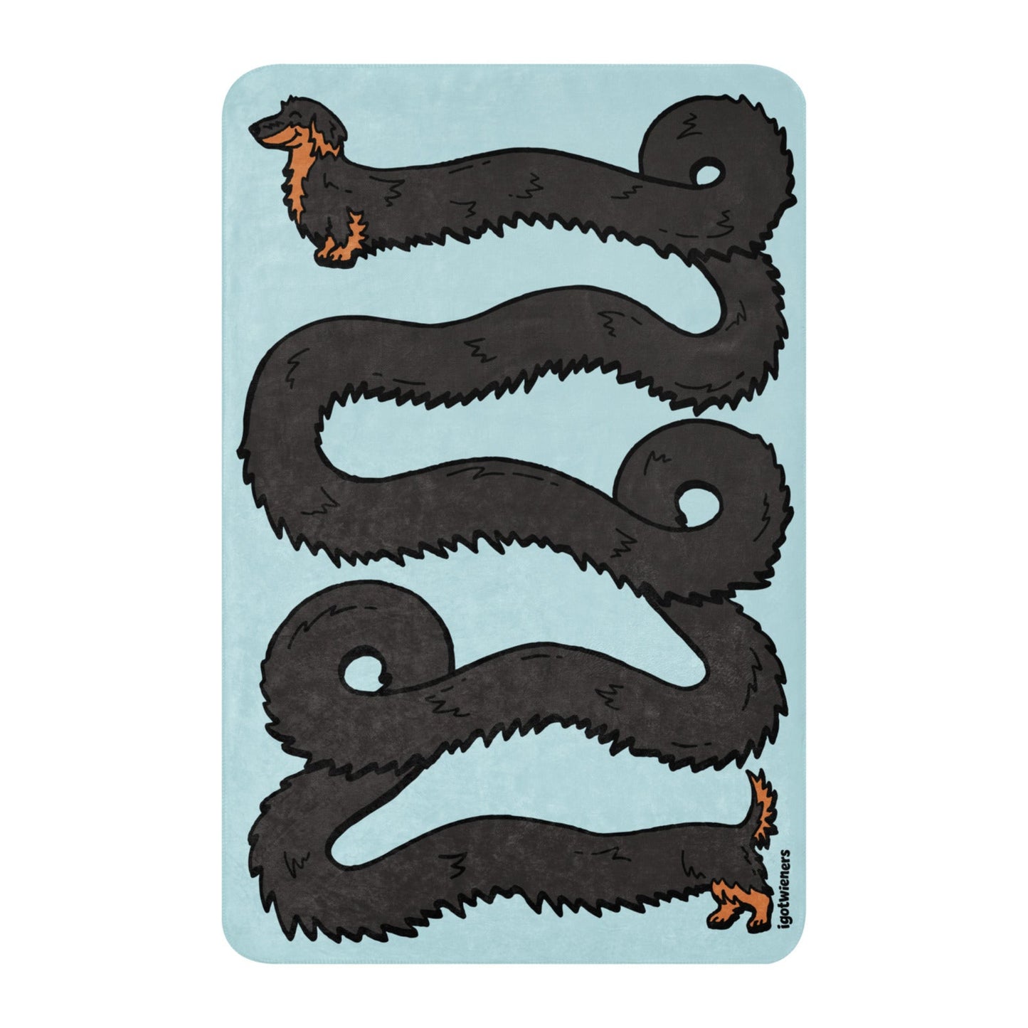 THE LONGEST WEEN BLANKET long haired black & tan cotton candy blue