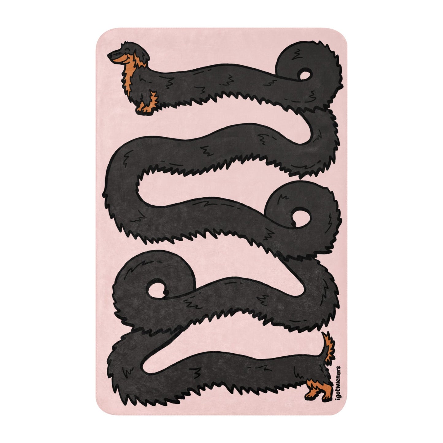 THE LONGEST WEEN BLANKET long haired black & tan cotton candy pink