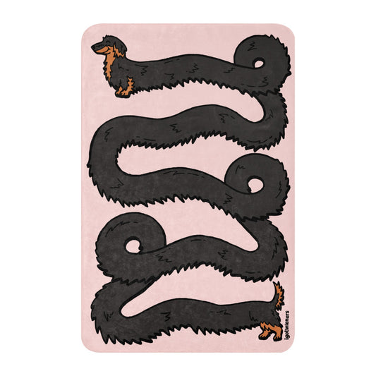 THE LONGEST WEEN BLANKET long haired black & tan cotton candy pink