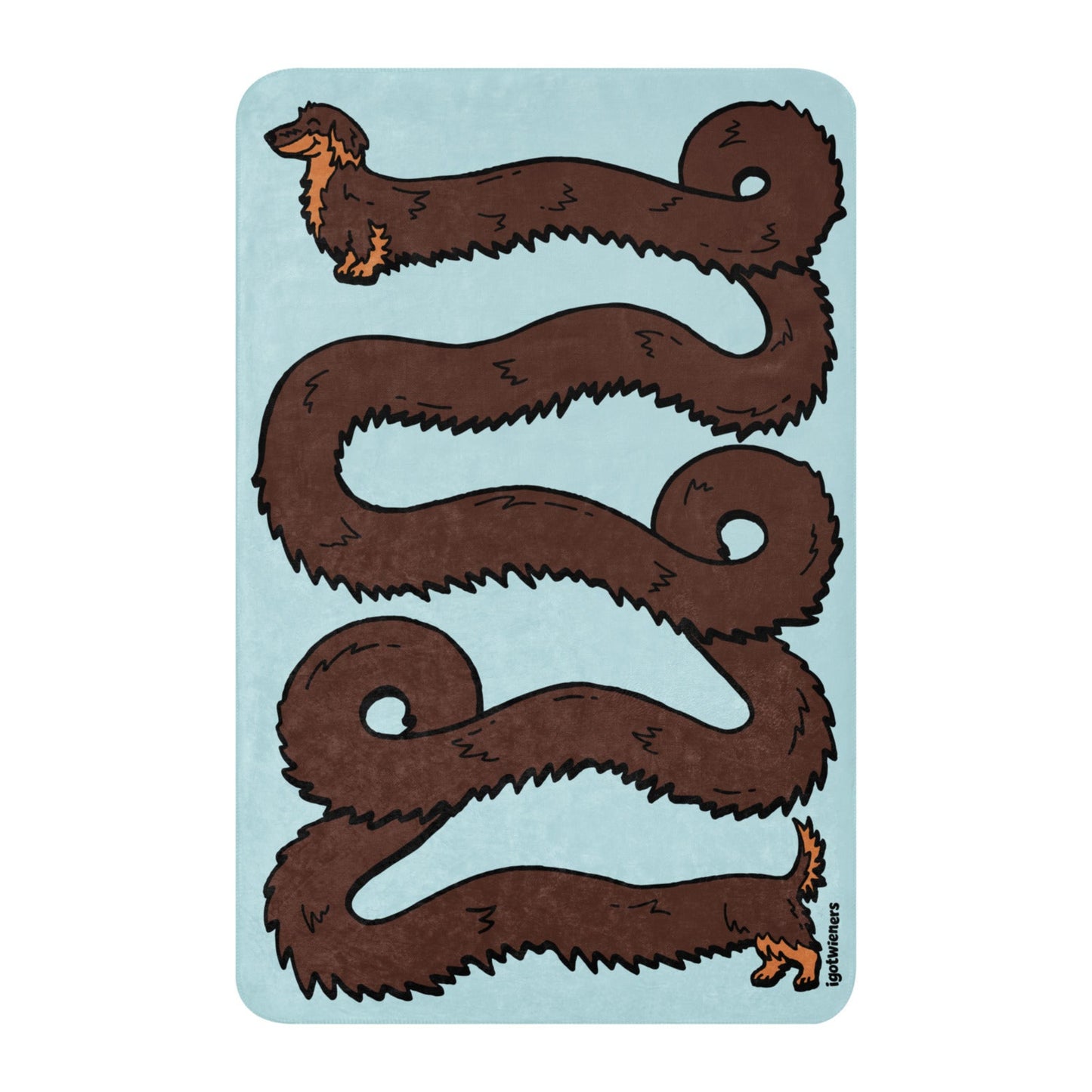 THE LONGEST WEEN BLANKET long haired chocolate & tan cotton candy blue