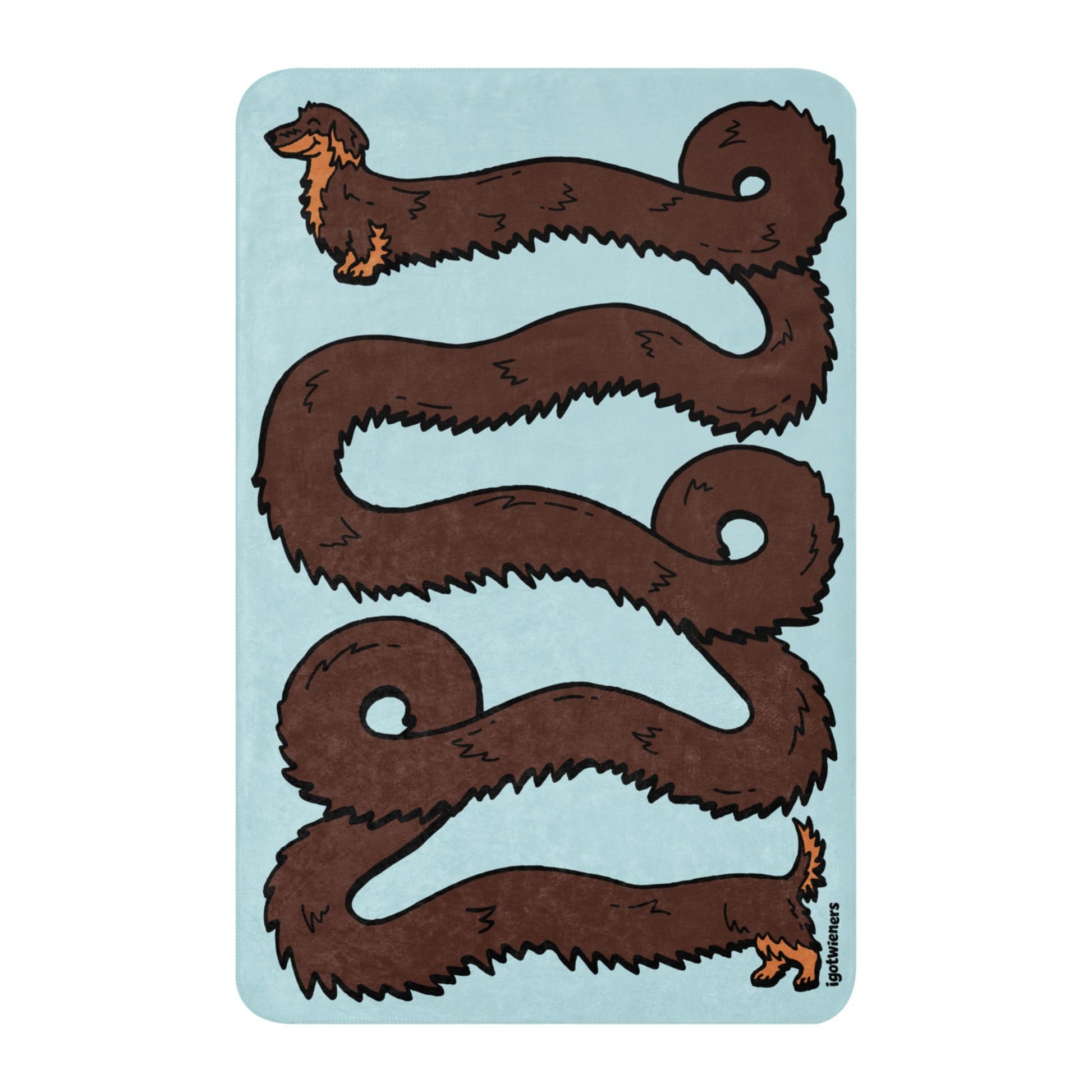 THE LONGEST WEEN BLANKET long haired chocolate & tan cotton candy blue