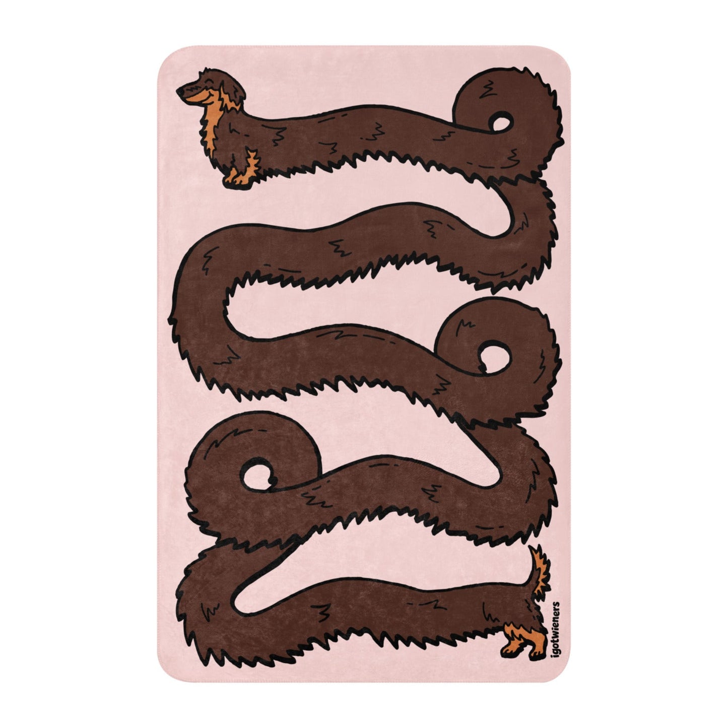 THE LONGEST WEEN BLANKET long haired chocolate & tan cotton candy pink