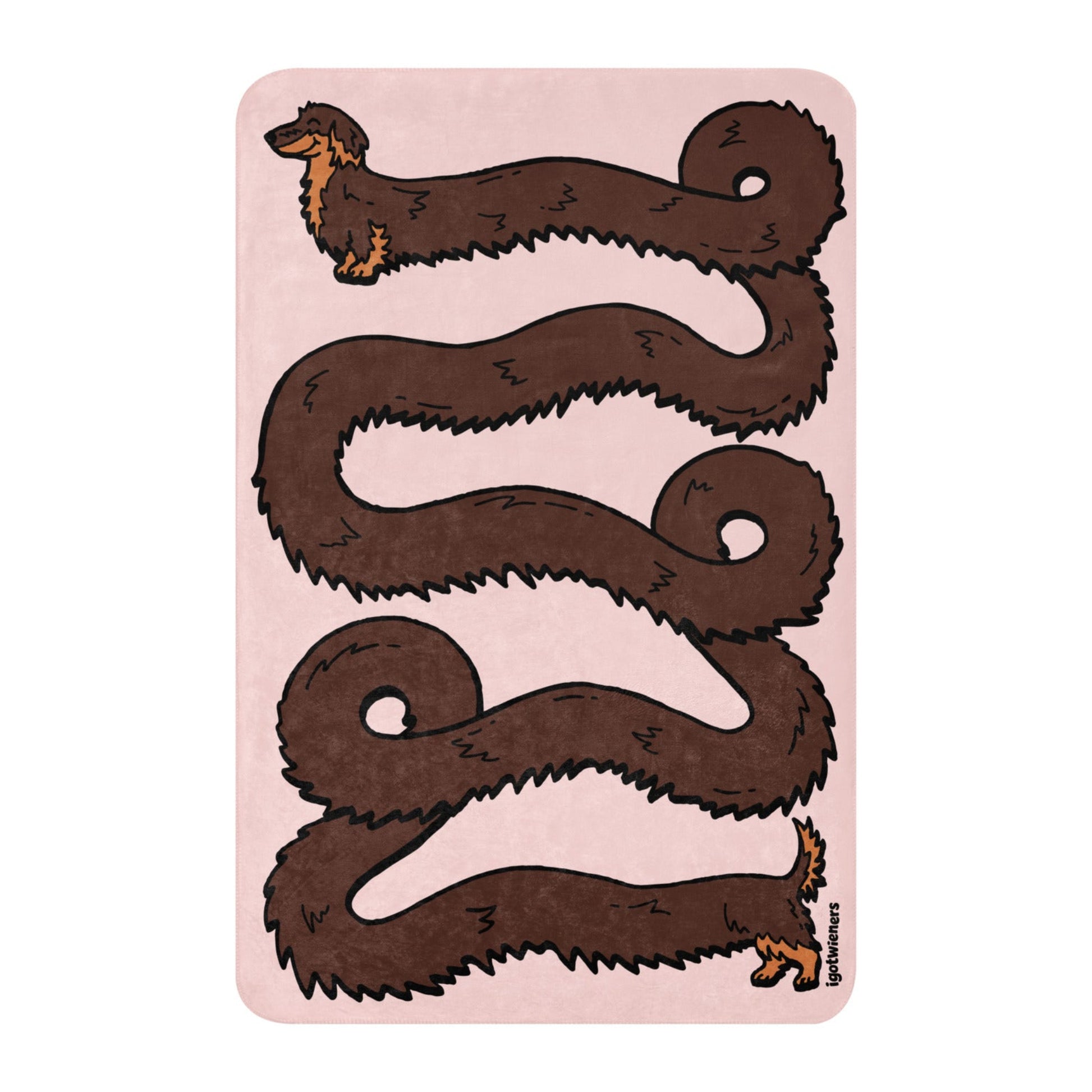 THE LONGEST WEEN BLANKET long haired chocolate & tan cotton candy pink