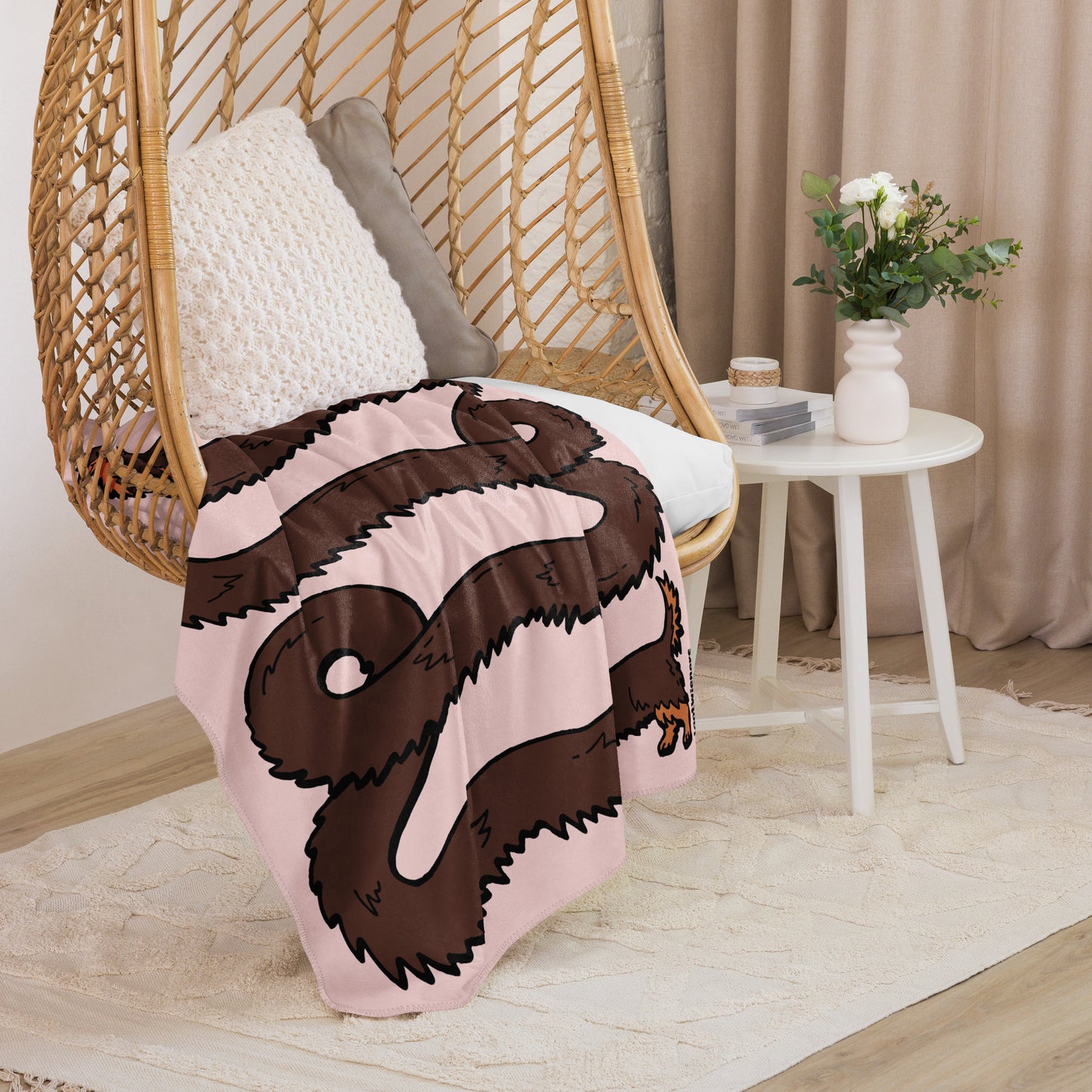THE LONGEST WEEN BLANKET | long haired chocolate & tan doxie | cotton candy pink