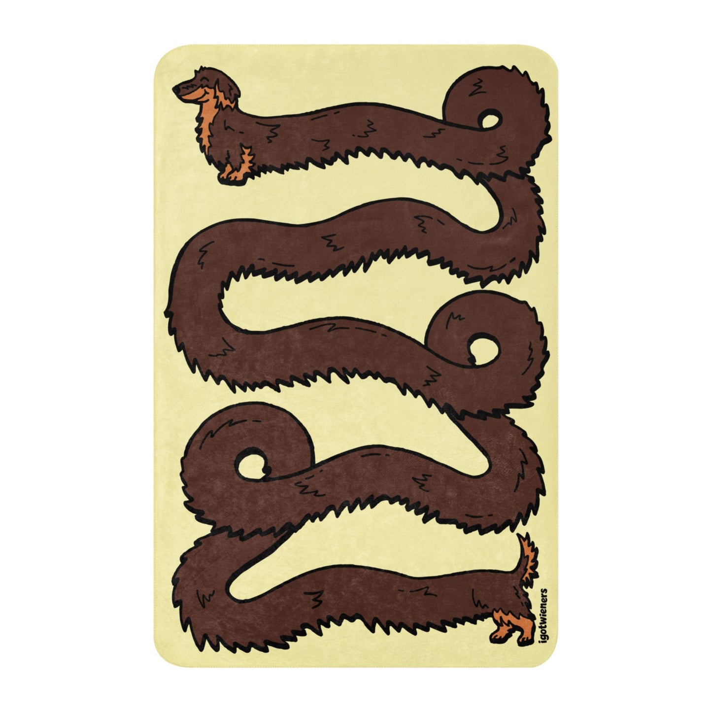 THE LONGEST WEEN BLANKET long haired chocolate & tan popcorn yellow
