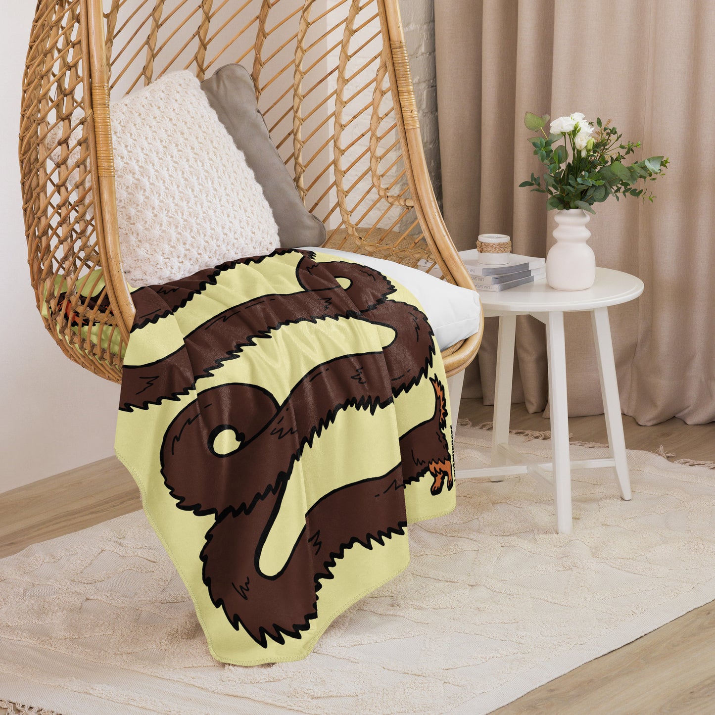 THE LONGEST WEEN BLANKET | long haired chocolate & tan doxie | popcorn yellow