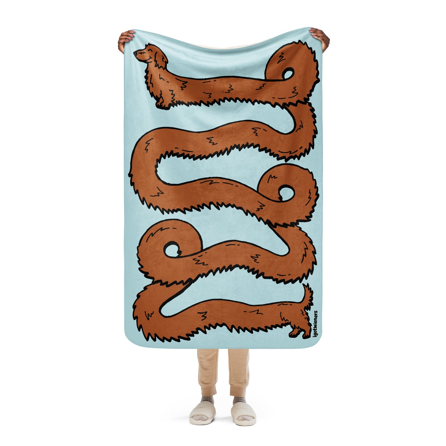 THE LONGEST WEEN BLANKET | long haired red doxie | cotton candy blue