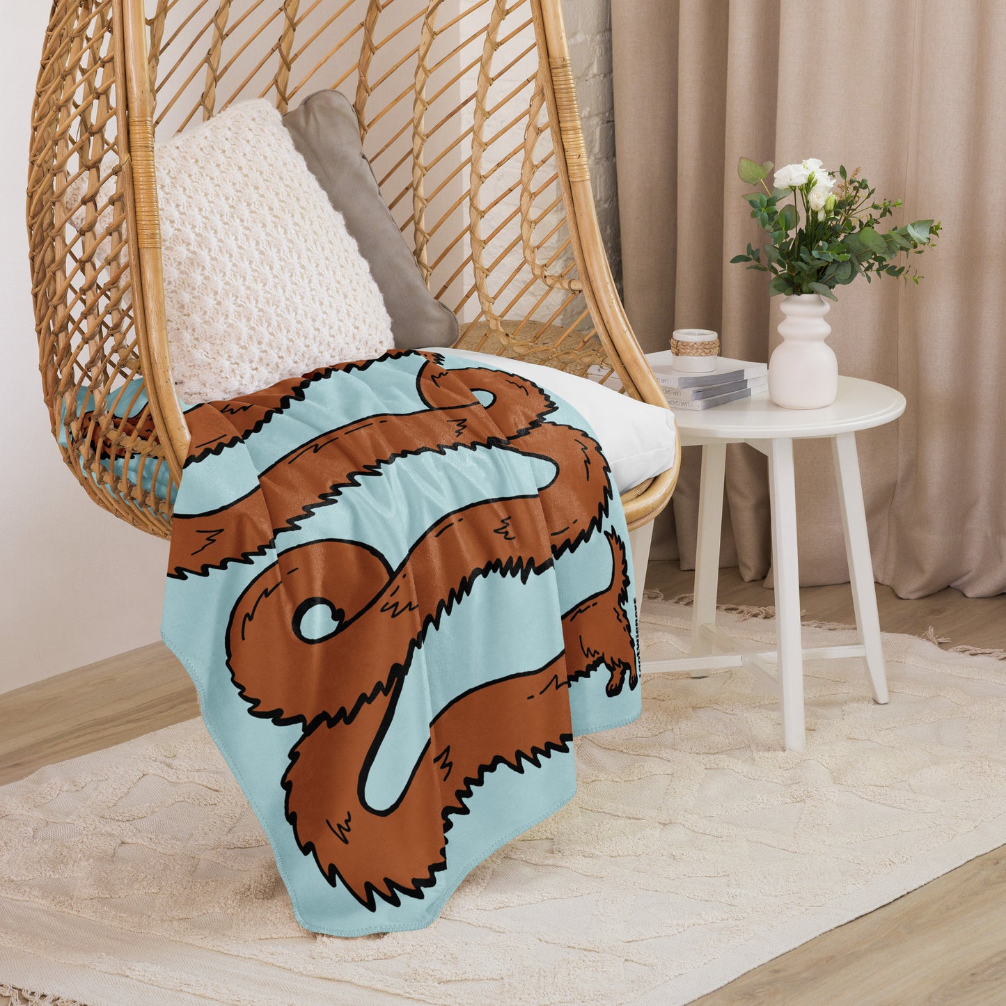 THE LONGEST WEEN BLANKET | long haired red doxie | cotton candy blue
