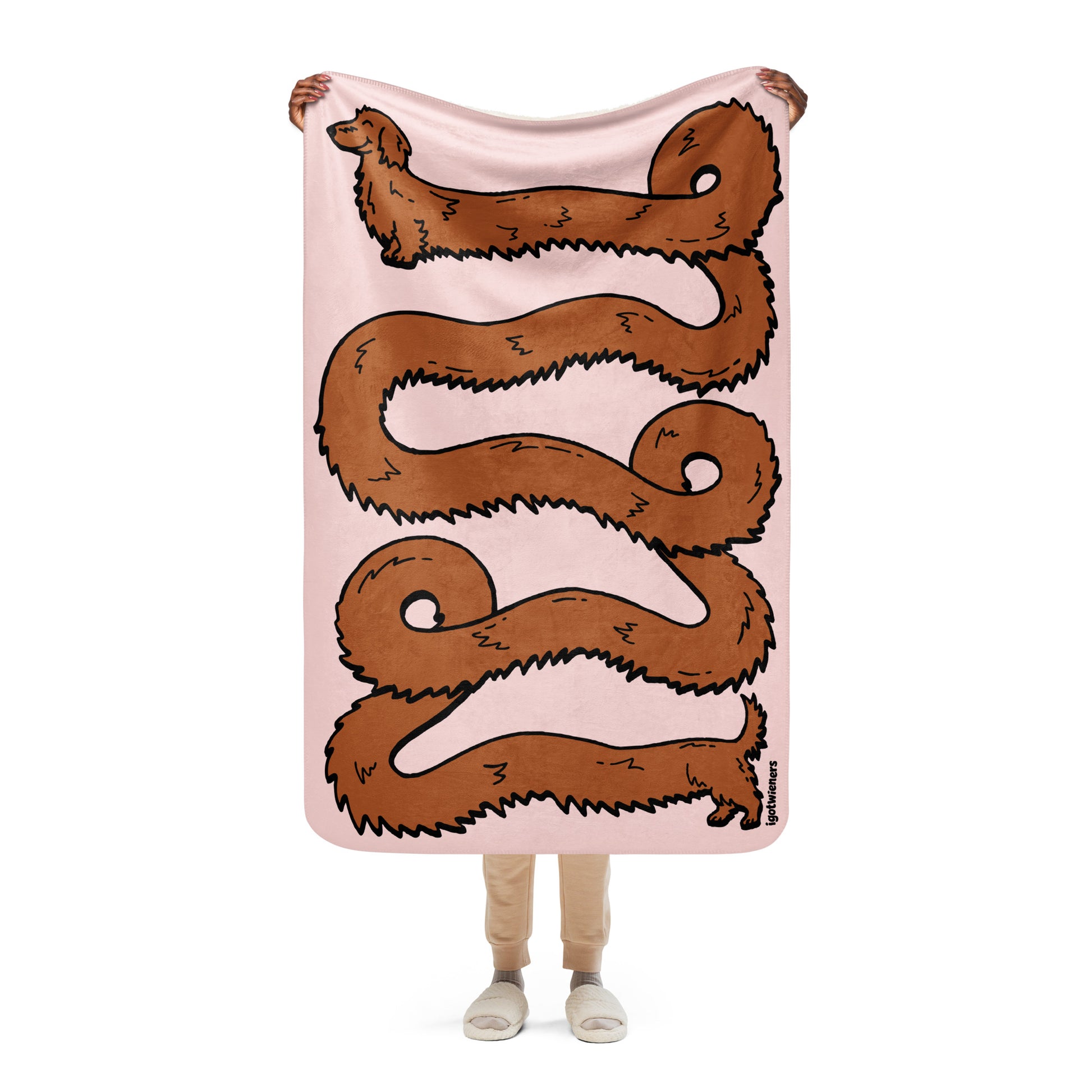 THE LONGEST WEEN BLANKET | long haired red doxie | cotton candy pink