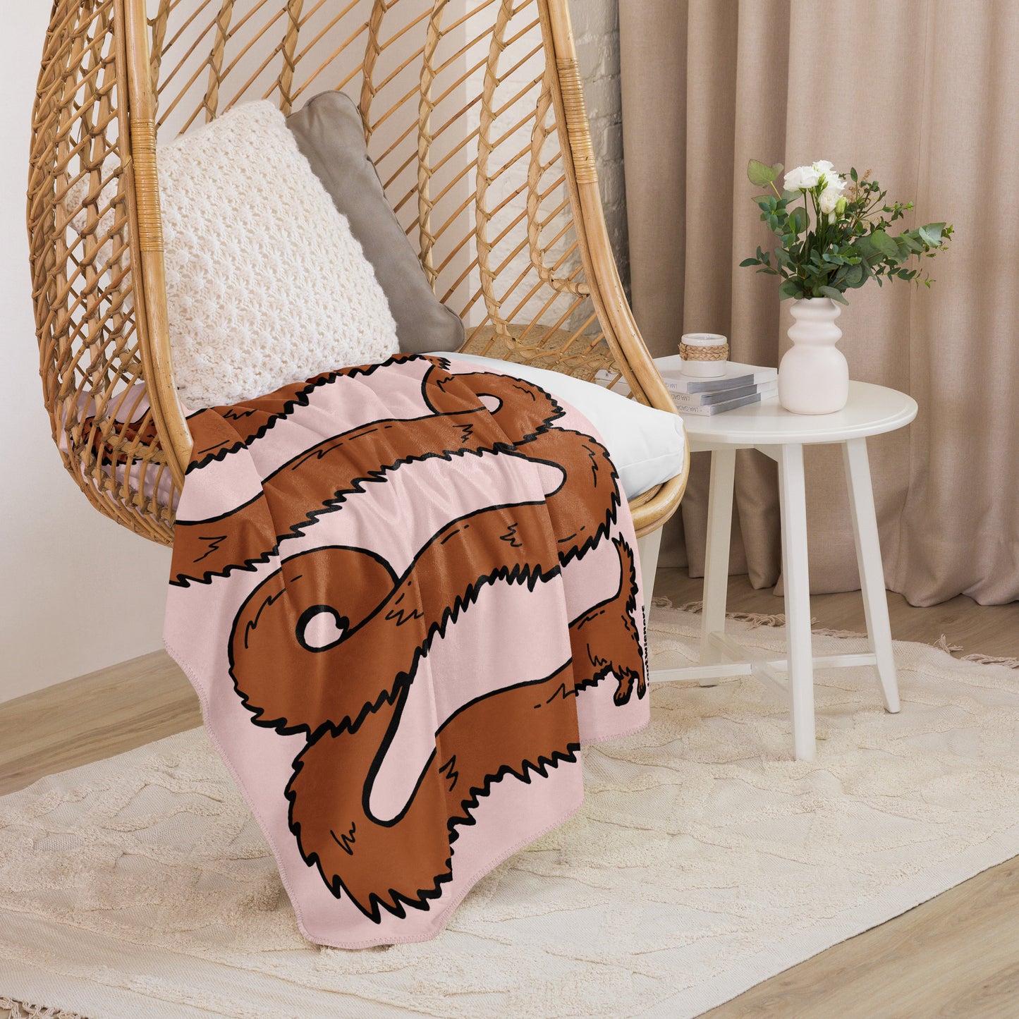 THE LONGEST WEEN BLANKET | long haired red doxie | cotton candy pink