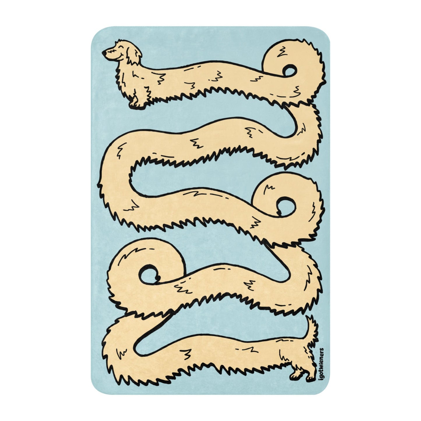 THE LONGEST WEEN BLANKET | long haired cream doxie | cotton candy blue Default Title