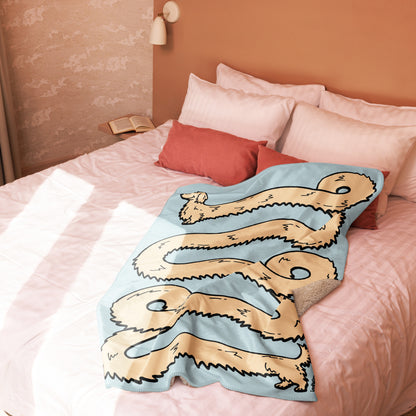 THE LONGEST WEEN BLANKET | long haired cream doxie | cotton candy blue