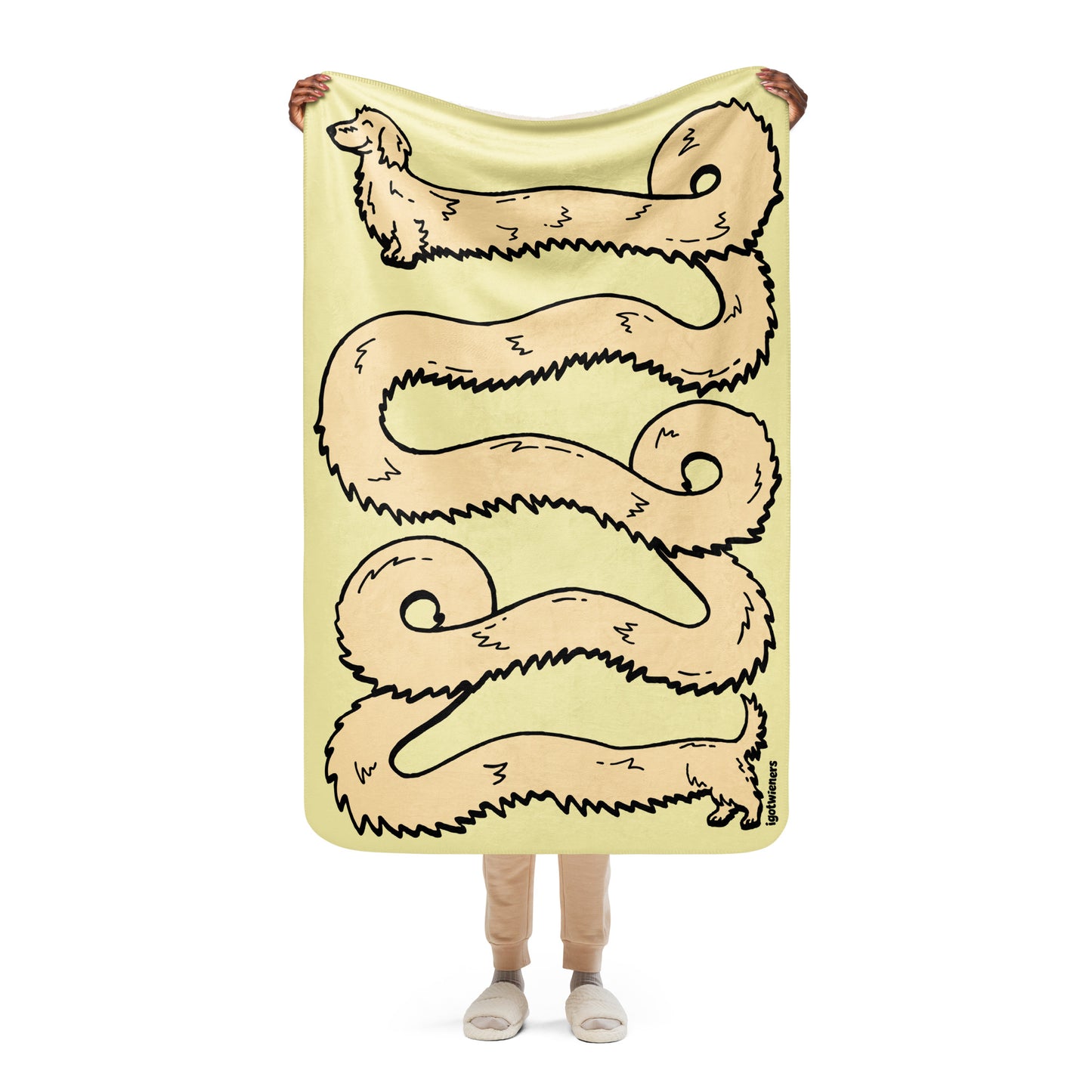 THE LONGEST WEEN BLANKET | long haired cream doxie | popcorn yellow