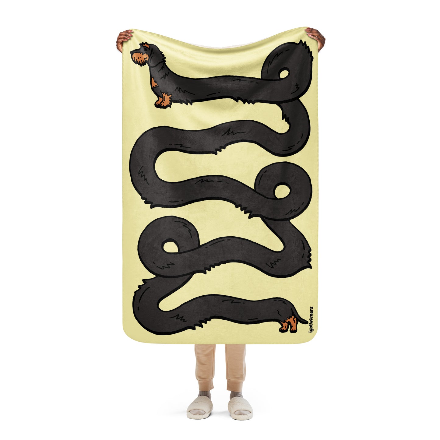 THE LONGEST WEEN BLANKET | wirehaired black & tan doxie | popcorn yellow