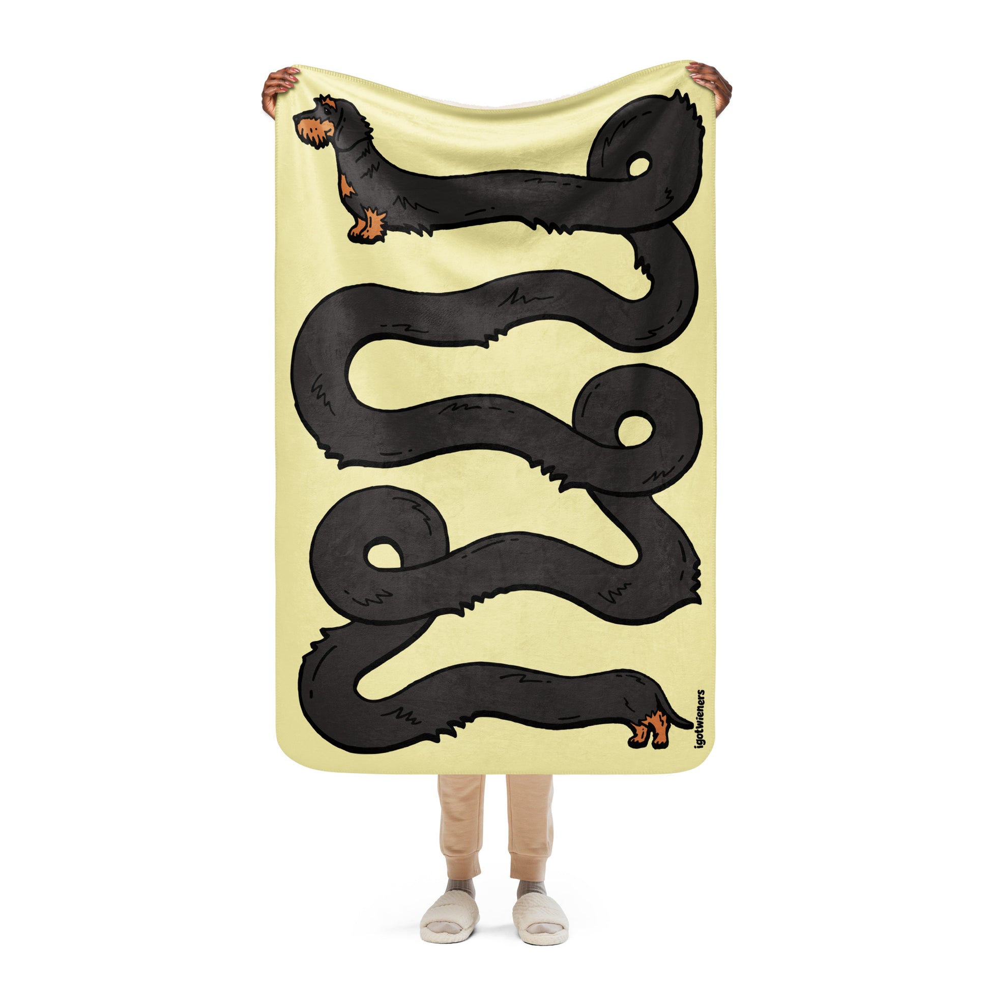 THE LONGEST WEEN BLANKET | wirehaired black & tan doxie | popcorn yellow