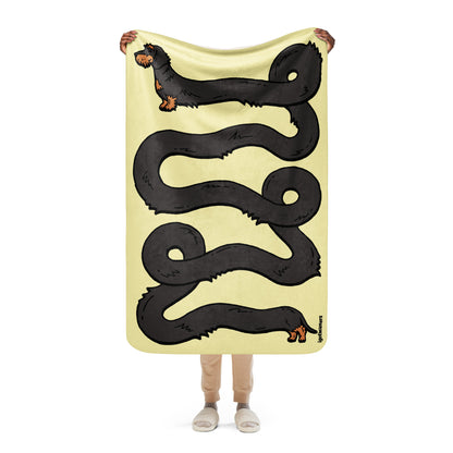 THE LONGEST WEEN BLANKET | wirehaired black & tan doxie | popcorn yellow