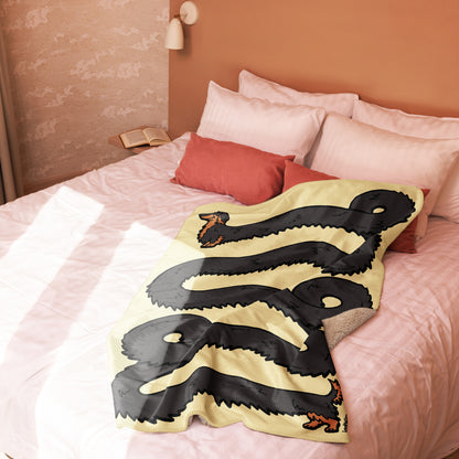 THE LONGEST WEEN BLANKET | long haired black & tan doxie | popcorn yellow