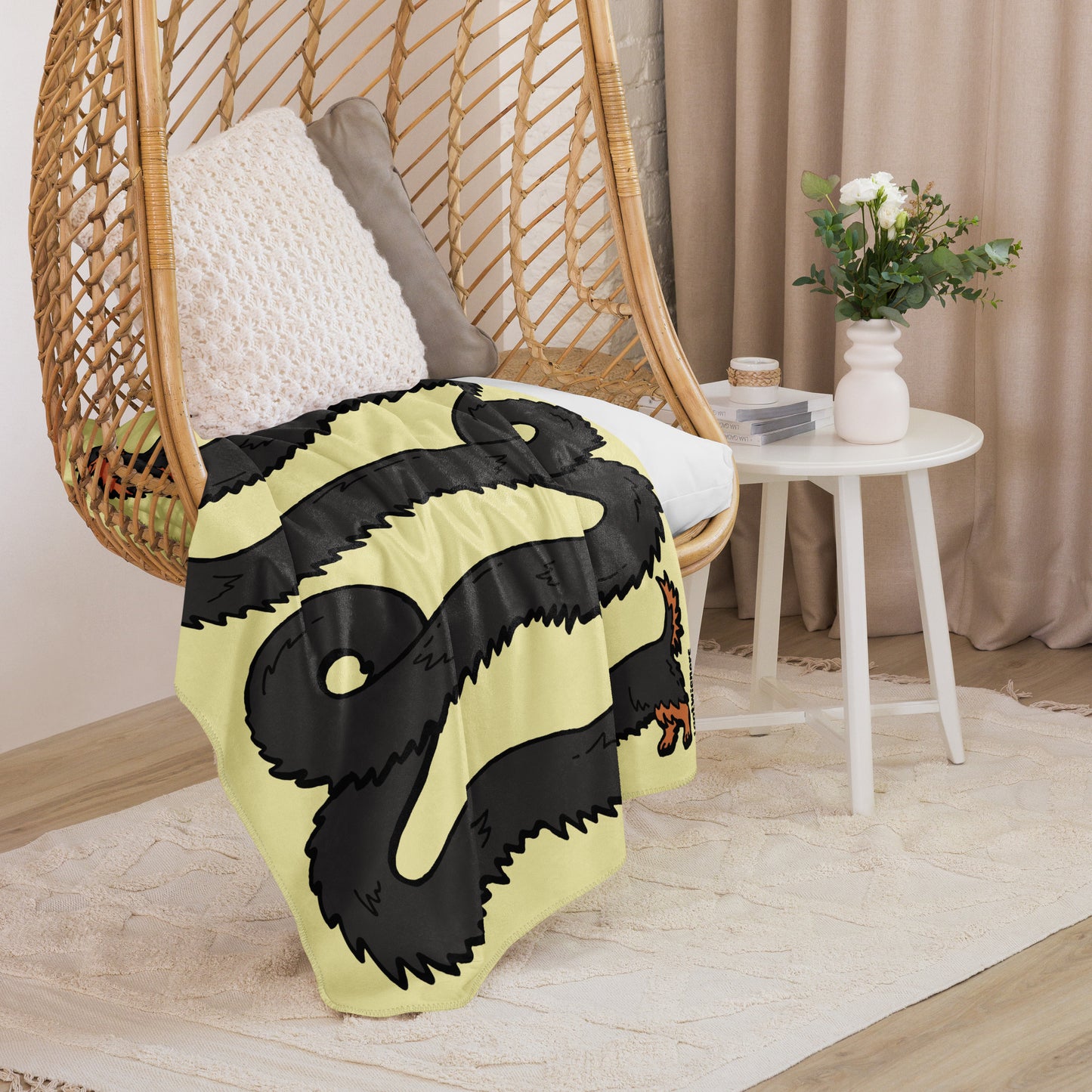 THE LONGEST WEEN BLANKET | long haired black & tan doxie | popcorn yellow
