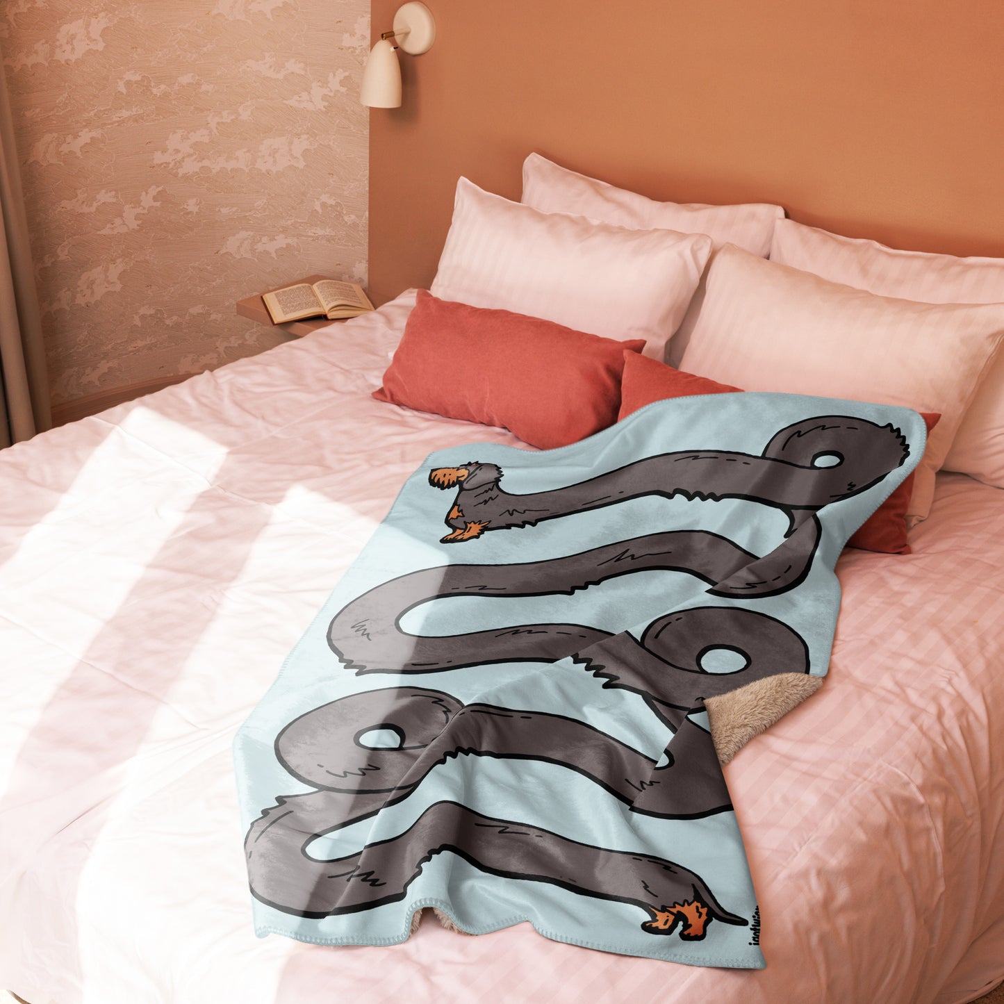 THE LONGEST WEEN BLANKET | wirehaired wild boar doxie | cotton candy blue