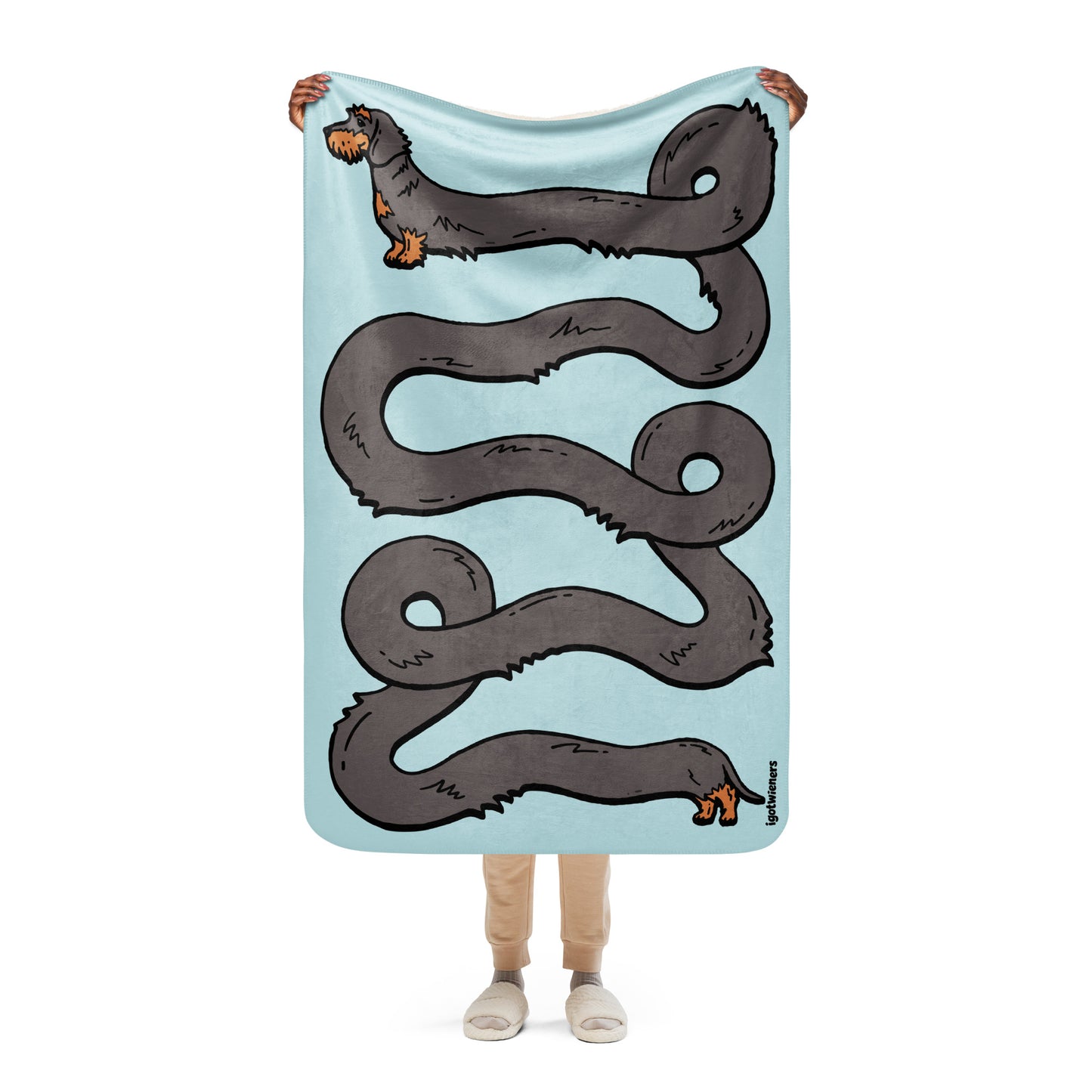 THE LONGEST WEEN BLANKET | wirehaired wild boar doxie | cotton candy blue