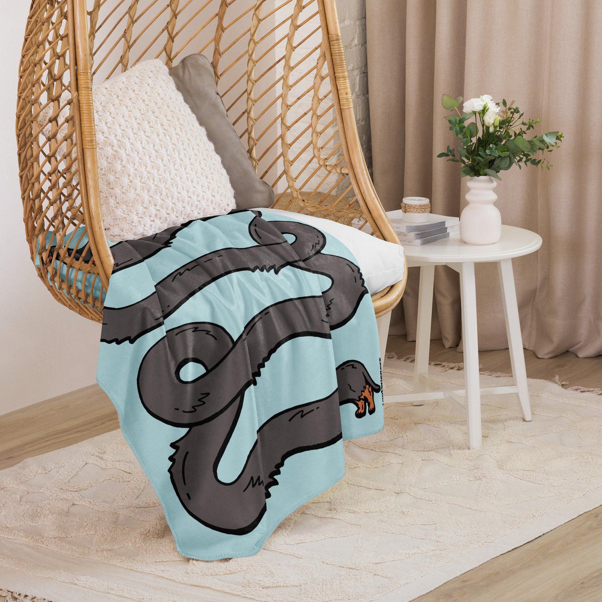 THE LONGEST WEEN BLANKET | wirehaired wild boar doxie | cotton candy blue