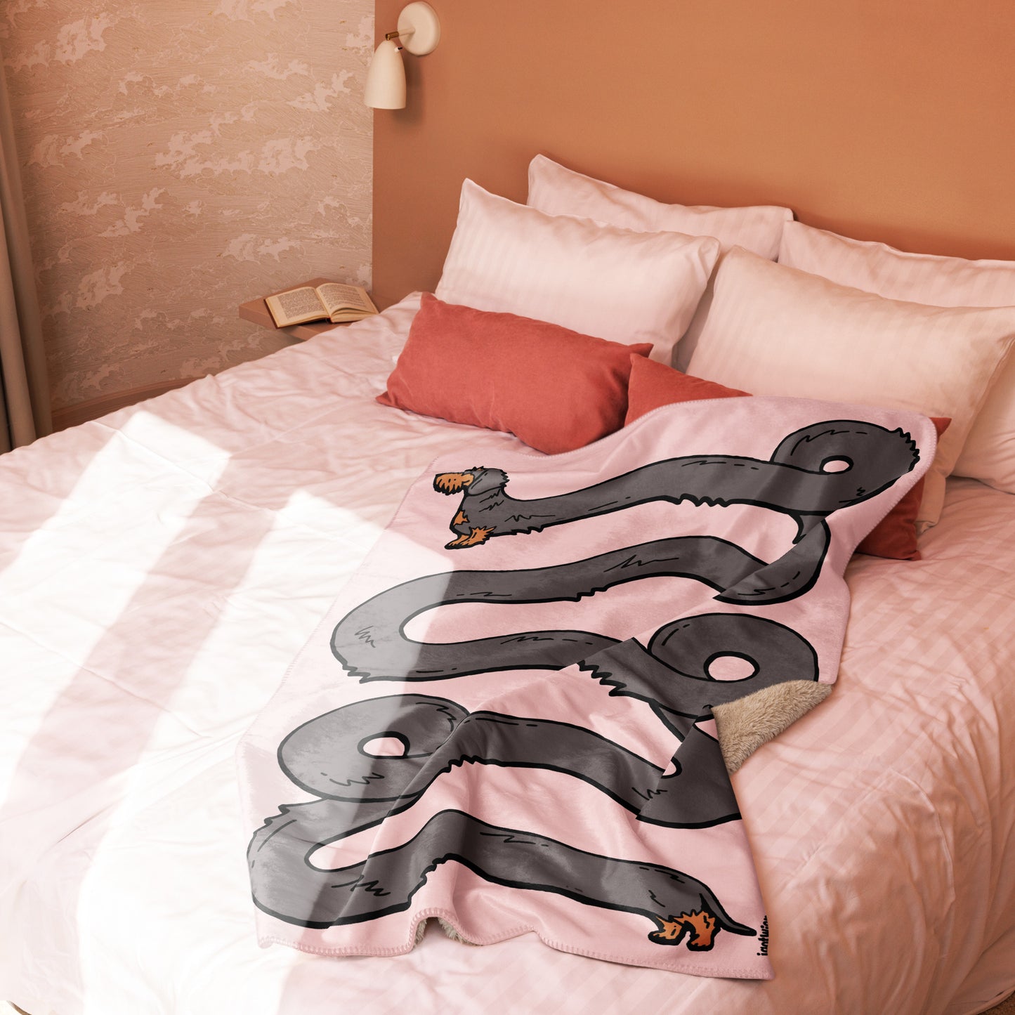 THE LONGEST WEEN BLANKET | wirehaired wild boar doxie | cotton candy pink