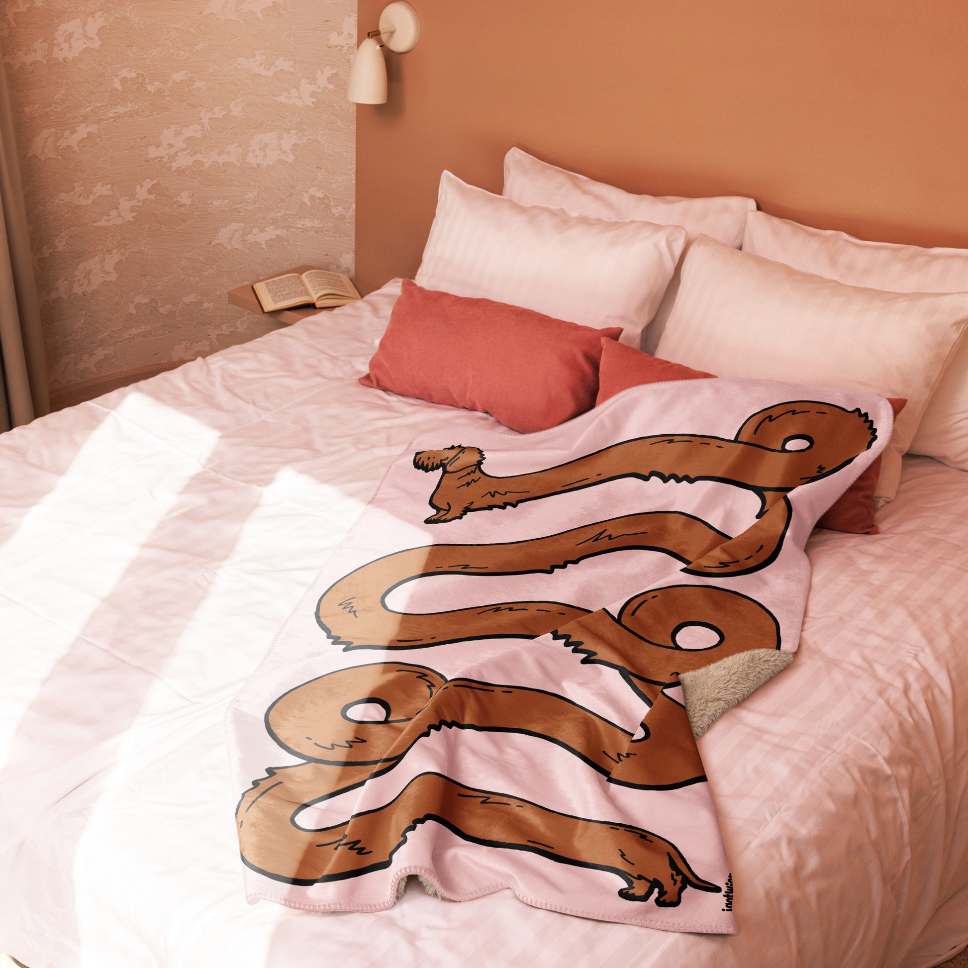 THE LONGEST WEEN BLANKET | wirehaired red doxie | cotton candy pink