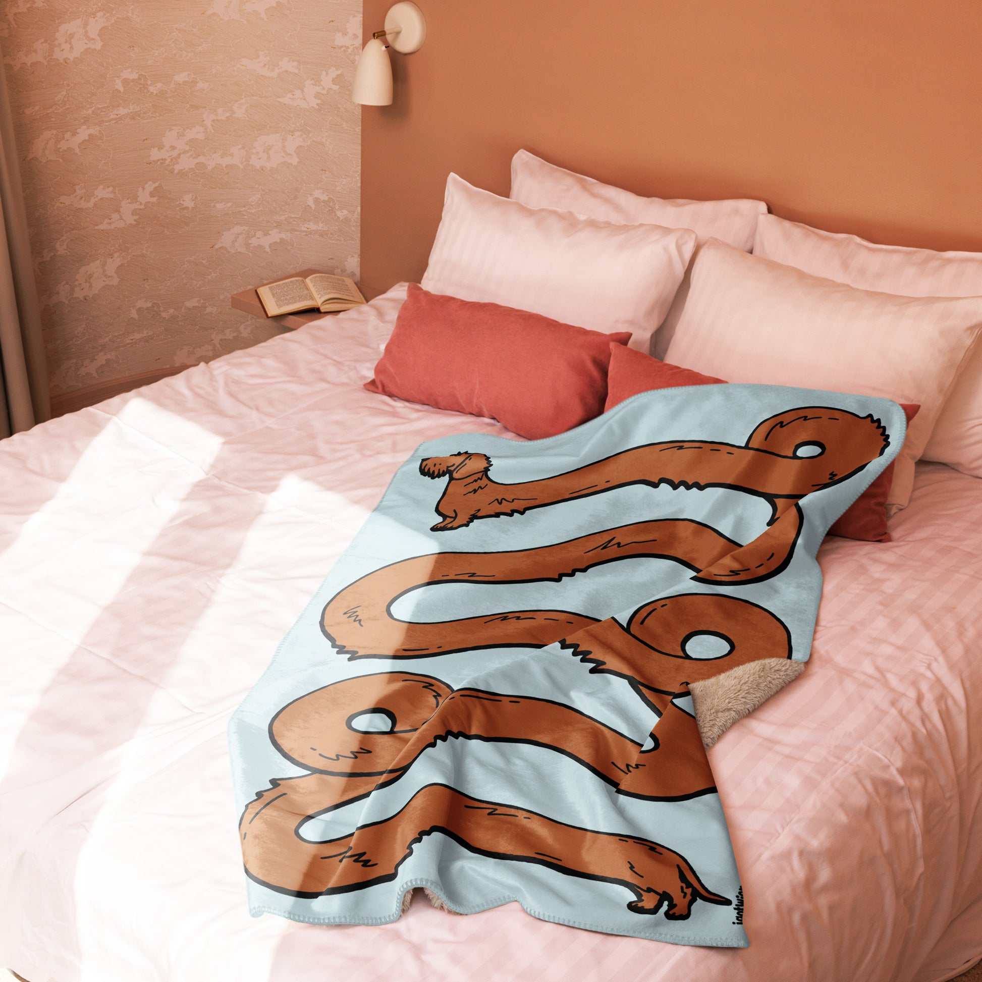 THE LONGEST WEEN BLANKET | wirehaired red doxie | cotton candy blue