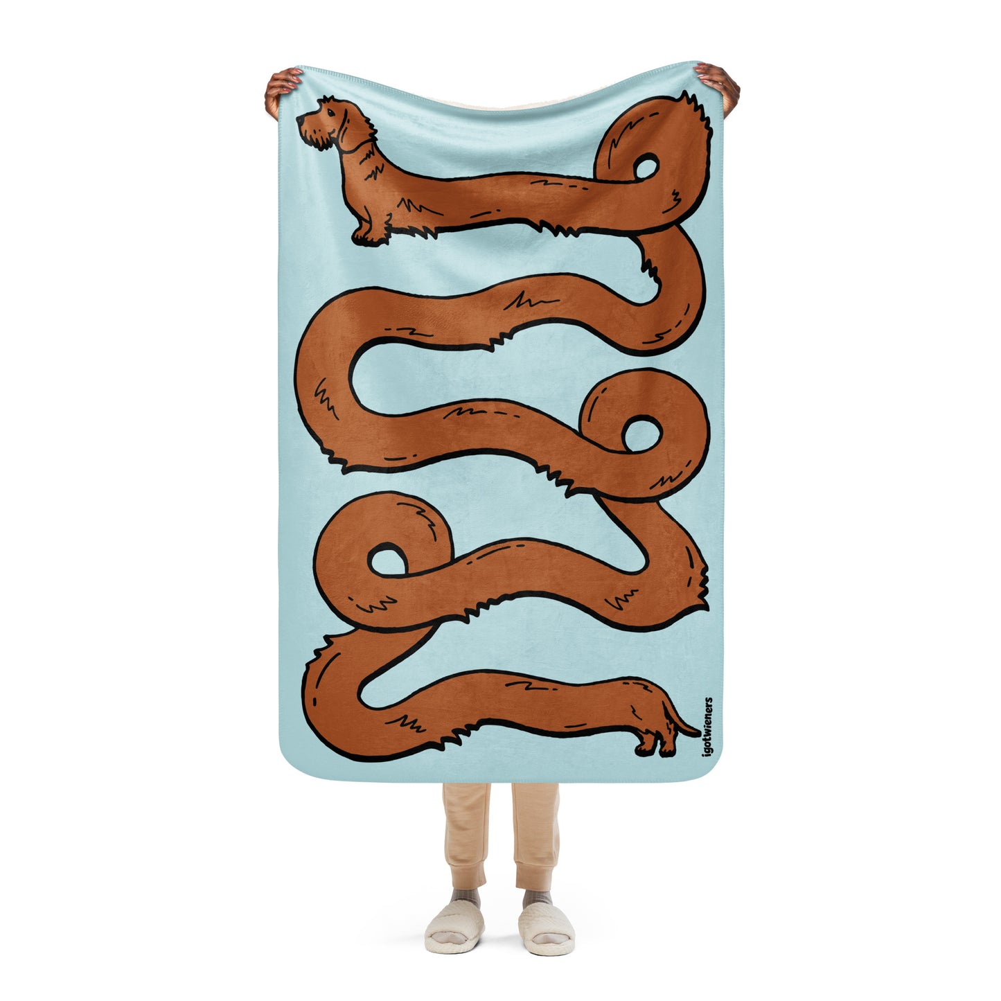 THE LONGEST WEEN BLANKET | wirehaired red doxie | cotton candy blue