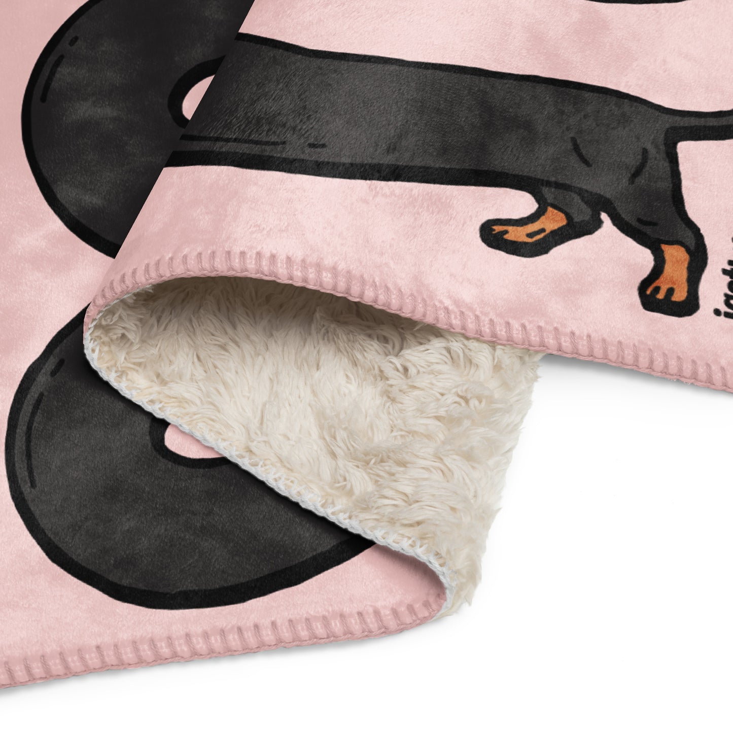 THE LONGEST WEEN BLANKET | smooth haired black & tan doxie | cotton candy pink